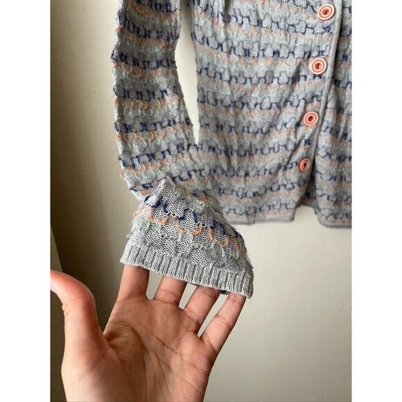 Anthropologie Sweater Small Women's Gray Spirited Stitches Knit Cardigan Button - Picture 3 of 9